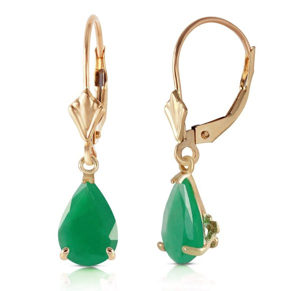 14K. SOLID GOLD LEVERBACK EARRING WITH EMERALDS
